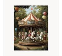 Dipingere con i Numeri Adulti Giostra Dipingere con i Numeri Bambini Paesaggio Fai da te Passatempo per Adulti Kit Pittura 70 x 50 cm, Tele Quadri Moderni Soggiorno per Decorazioni Parete FYH-4182