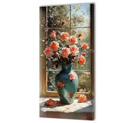 Dipingere con i Numeri Adulti, Grande XXL Finestra Fiore Quadri da Dipingere Numerati kit, Hobby Creativi Adulti, kit di Pittura a Olio Tela DIY per Bambini, con Pennelli Senza Cornice 50x100cm w-157