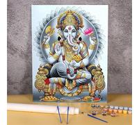 Dipingere Con i Numeri Adulti,India Ganesha Painting by Numbers Kit,Fai Da Te Olio su Tela Adulti Con i Numeri con Pennelli e Acrilici,Per Decorazione della Parete di Casa Regali,con Cornice 40x50cm