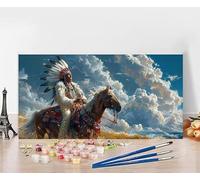 Dipingere Con I Numeri Adulti Indiani Dipingere Con I Numeri Cavallo Pittura Con I Numeri, Fai Da Te Kit Pittura Adulti Couleur Tela Paintings Kits per Decora la Casa Senza Cornice 70x140cm Q-2Q23