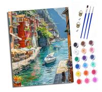 Dipingere con i numeri, adulti - iniziatore - Tela senza pieghe colorata città Linshui pennelli e vernice acrilica - Diy a mano - Kit adatto come regalo 40 x 50 cm