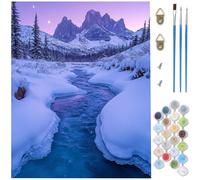 Dipingere con i Numeri Adulti inverno,fiume Kit Dipingere con i Numeri,Fai-da-Te per Principianti Paint by Numbers con 3 Penne e Colori Acrilici per Decorazioni Autunnali Casa Regalo 50 x 70 CM D1-883