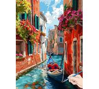Dipingere con i Numeri Adulti Italia Paint by Numbers Quadro da Dipingere con i Numeri Bambini Paesaggio Painting by Numbers Hobby Creativi Adulti Tela da Dipinti con Numerati Kit Regalo 60x80cm L-75