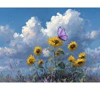 Dipingere con i Numeri Adulti, Kit per Dipingere con i Numeri, 80x60cm, con 3 Pennelli e Pittura a Acrilica, Paint by Numbers per Hobby Creativi Adulti, Regalo Uomo Farfalla fiori selvatici L0-153