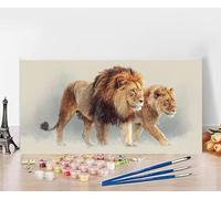 Dipingere Con I Numeri Adulti Leone Dipingere Con I Numeri Animale Pittura Con I Numeri, Fai Da Te Kit Pittura Adulti Couleur Tela Paintings Kits per Decora la Casa Senza Cornice 50x100cm T-QT34