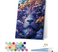 Dipingere con i Numeri Adulti Leone, DIY Paint by Numbers Astratto, Dipingere con i Numeri con Vernici e Pennelli, Hobby Creativi Adulti, Number Artist, Decorazione Casa, Regalo Donna 100x135cm S-9079