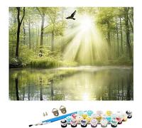 Dipingere con i Numeri Adulti Luce del mattino lago Paint by Numbers 90x120cm Dipingere con i Numeri Bambini Kit, Fnclude 3 Pennelli e Colori Acrilici per Decorazioni Parete, (Senza Cornice) L8-290
