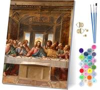Dipingere con i Numeri Adulti L'Ultima Cena, Dipingere con i Numeri Uomo, Paint by Numbers Kits con 3 Pennelli e Pigmento Acrilico, Fai-da-Te Hobby Creativi Adulti, per Decorazioni Casa 40x50cm 2-9565