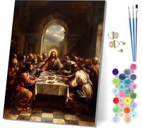 Dipingere con i Numeri Adulti L'Ultima Cena, Dipingere con i Numeri Uomo, Paint by Numbers Kits con 3 Pennelli e Pigmento Acrilico, Fai-da-Te Hobby Creativi Adulti, Decorazioni Casa 100x130cm 5-1717