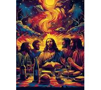 Dipingere con i Numeri Adulti L'Ultima Cena, DIY Paint by Numbers Cibo, Dipingere con i Numeri con 3 Pennelli e Vernice Acrilica, Hobby Creativi Adulti, Decorazione Casa, Regalo Donna 100x135cm C-4170