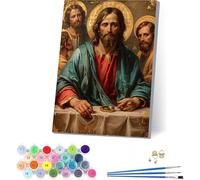 Dipingere con i Numeri Adulti L'Ultima Cena, DIY Paint by Numbers Uomo, Dipingere con i Numeri con Vernici e Pennelli, Hobby Creativi Adulti, Number Artist, Decorazione Casa Regalo 30x40cm E-2714