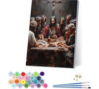 Dipingere con i Numeri Adulti L'Ultima Cena, Paint by Numbers Cibo, DIY Quadri da Dipingere numerati con Vernici e Pennelli, Hobby Creativi Adulti, Number Artist, Decorazione Casa 80x110cm C-9668