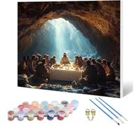 Dipingere con i Numeri Adulti L'Ultima Cena Paint by Numbers Sogno Colorare con i Numeri Hobby Creativi Adulti Principianti con 3 Pennelli Colori Acrilici per Decorazioni Casa 48x36inch -hjw250102J