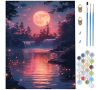 Dipingere con i Numeri Adulti luna, Autunno Kit Dipingere con i Numeri, Fai-da-Te per Principianti Paint by Numbers con 3 Penne e Colori Acrilici per Decorazioni Autunnali Casa Regalo 90x120cm D1-871