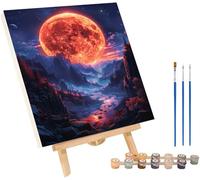 Dipingere con i Numeri Adulti Luna, Dipingere con i Numeri Paesaggio, Paint by Numbers Kits con Vernici e Pennelli, DIY Hobby Creativi Adulti, per Decorazioni Casa, Regalo Donna 50x65 cm J-1460