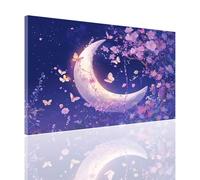 Dipingere con i Numeri Adulti Luna Paint by Numbers Fiore Kit Pittura Adulti, Dipingere con i Numeri Bambini Fai Da Te Kit Pittura Olio con Colori Acrilici e Pennelli, Decorazioni Casa 60x80cm 2y-273