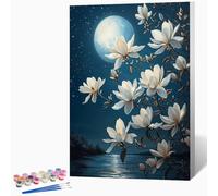 Dipingere Con I Numeri Adulti Luna Piena Paint By Numbers Kits Cielo Stellato, Passatempo Per Adulti Kit Pittura, DIY Creativo Dipingere Con Colori Acrilici Pennelli 60x80cm Senza Cornice -LKF07611P