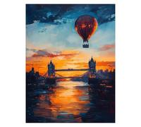 Dipingere con i Numeri Adulti Mongolfiera, Tele per Dipingere con i Numeri Bambini Città Kit Pittura Adulti 60 x 80 cm, Paint by Numbers, Quadri Moderni Soggiorno per Decorazioni Parete model-9087