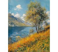 Dipingere con i Numeri Adulti,Montagne dei Campi di Fiori Kit di Pittura su Tela Fai-da-Te per Principianti,40x50cm con 3 Pennelli e Colori aAcrilici Paint by Numbers per Casa Decora con cornice