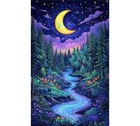 Dipingere con i Numeri Adulti,Notte a Jungle Creek Kit di Pittura su Tela Fai-da-Te per Principianti,40x50cm con 3 Pennelli e Colori aAcrilici Paint by Numbers per Casa Decora Regalo con cornice