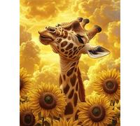 Dipingere con i Numeri Adulti Nuvola giraffa,Animali Kit di Pittura a Olio su Tela Fai da Te,40x50cm Dipingi con i numeri con Pennelli e Pigmento Acrilico per Decorazione Casa(senza Cornice)