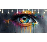 Dipingere con i Numeri Adulti Occhio Paint by Numbers Graffiti DIY Quadri da Dipingere Numerati per Principianti con 3 Pennelli e Vernice Acrilica, Senza Telaio, Dipinto con i Numeri 50X110cm L6-465