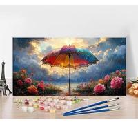 Dipingere Con I Numeri Adulti Ombrello Dipingere Con I Numeri Flower Pittura Con I Numeri, Fai Da Te Kit Pittura Adulti Couleur Tela Paintings Kits per Decora la Casa Senza Cornice 30X60cm 5-6878