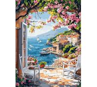 Dipingere con i Numeri Adulti Paesaggi Quadri da Dipingere Numerati Spiaggia Paint by Numbers Kit Adults Fai Da Te con 3 Pennelli e Vernice Acrilica, Decorazioni Casa, Regalo Donna 50X70Cm, Model 905