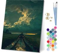 Dipingere con i Numeri Adulti Paesaggio, Dipingere con i Numeri Campo, Fai da te Paint by Numbers Kits con 3 Pennelli e Pigmento Acrilico, Hobby Creativi Adulti, Decorazioni Casa Regalo 70x95cm W-4610