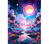 Dipingere con i Numeri Adulti,Paesaggio fantasy viola Kit di Pittura su Tela Fai-da-Te per Principianti,40x50cm con 3 Pennelli e Colori aAcrilici Paint by Numbers per Casa Decora Regalo con cornice
