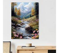 Dipingere con i Numeri Adulti paesaggio Motivo, lago Paint by Numbers Adults with Frame, con Pennelli Pigmento, Hobby Creativi Adulti DIY Idee Regalo Donna Decorazioni Casa, 80x120cm Canvas,Model101