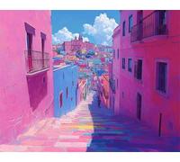 Dipingere con i Numeri Adulti Paesaggio, Paint by Numbers Architettura Quadri da Dipingere Numerati, Tela Antipiega 100x135cm Senza Cornice, Kit Pittura Adulti e Bambino con Vernici e Pennelli x-z242