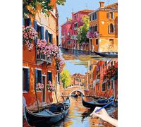 Dipingere con I Numeri Adulti Paesaggio Paint by Numbers Tele da Dipingere con Numeri Venezia, Fai Da Te Hobby Creativi Adulti Kit di Pittura Painting by Numbers Regalo Donna Decor Parete 30x40cm F-29