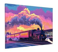 Dipingere con I Numeri Adulti Paesaggio Paint by Numbers Treno Quadri da Dipingere Numerati con Telaio, Hobby Creativi Adulti Bambini Colorare con I Numeri Kit Regalo Natale Decorazioni 70x50cm R-93