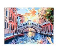 Dipingere con i Numeri Adulti Paesaggio Paint by Numbers Venezia, Quadri da Dipingere Numerati Hobby Creativi Adulti Kit Pittura, Fai Da Te Colorare con I Numeri per Regalo Donna Decor 40x30cm S-54