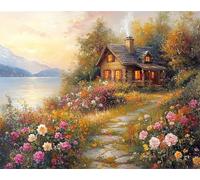 Dipingere con i Numeri Adulti Paesaggio Quadri da Dipingere Numerati DIY Paint by Numbers, Kit per Tela 50x70cm, Senza Cornice, Hobby Creativi Adulti Idee Regalo Donna Decorazioni Casa, Cabina x-z280