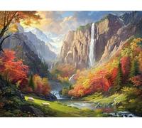 Dipingere con i Numeri Adulti, Paint by Numbers, Dipingere con i Numeri Fiume A Cascata Paesaggio, Quadri da Dipingere Numerati Kit con Pennelli e Pigmento Acrilico 50 x 40 cm, Senza Cornice -YH566