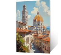 Dipingere con i Numeri Adulti, Paint by Numbers Firenze con Tele per Dipingere Città 80 x 60 cm Pennelli e Colori Acrilici,Hobby Creativi Adulti Quadri Moderni Soggiorno per Decorazioni Casa YH2F-1968
