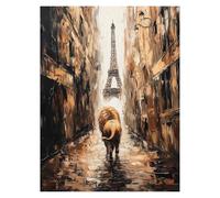 Dipingere con i Numeri Adulti Parigi Dipingere con i Numeri Bambini Leone Quadri Moderni Soggiorno, Hobby Creativi Adulti Paint by Numbers 80x60 CM Canvas Painting per Decorazioni Parete LSJ-2966