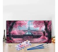 Dipingere con i Numeri Adulti Parigi Paint by Numbers Passatempo per Adulti Strada Dipingere con i Numeri Kit Completo, fai da te Hobby Creativi Pennelli Disegno, Decorazioni Casa 80x160 cm G8-59
