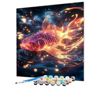 Dipingere Con i Numeri Adulti Pescare Dipingere Con i Numeri Fantasia Paint by Numbers, DIY Kit Pittura Adulti Principianti Con Colori Acrilici e Pennelli Adatto Decora 30x40cm/12x16inch (Model-1314)