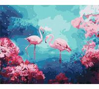 Dipingere con i Numeri Adulti,Piante rosa Animali Kit di Pittura su Tela Fai-da-Te per Principianti,40x50cm con 3 Pennelli e Colori aAcrilici Paint by Numbers per Casa Decora Regalo con cornice