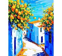 Dipingere con i Numeri Adulti Piccola Città, Tela per Dipingere con i Numeri Architettura Kit Pittura Bambini a Olio Fai-da-Te, Paint by Numbers con Pennelli a Pigmento, Decorazioni Casa 40x50cm N-71