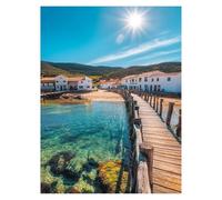 Dipingere con i Numeri Adulti Piccola città, Tele per Dipingere con i Numeri Bambini Ponte di legno Kit Pittura Adulti 40 x 55 Cm Paint by Numbers, Quadri Moderni Soggiorno per Regalo Donna model-7079