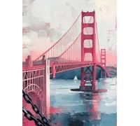 Dipingere con i Numeri Adulti Ponte Golden Gate Paint by Numbers Paesaggio Colorare con i Numeri con Pennelli Colori Acrilici per Dipingere, Decorazioni Casa, Regalo Donna 40 x 60 cm -zjn250725