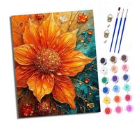 Dipingere con i numeri, adulti, principianti, tela senza pieghe, con fiori d'arancio, pennelli e colori acrilici, kit per fai da te, dipinto a mano, olio come regalo, 40 x 50 cm