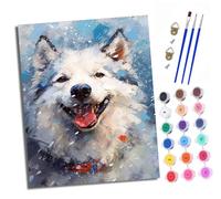 Dipingere con i numeri, adulti - principianti, tela senza pieghe, felice Alaskan Malamute pennello e vernice acrilica, kit fai da te, dipinto a mano, olio come regalo, 40 x 50 cm