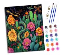 Dipingere con i numeri, adulti, principianti, tela senza pieghe, l'ombra di un serpente di fiori tra i pennelli e vernice acrilica, kit fai da te dipinto a mano, 40 x 50 cm
