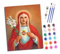 Dipingere con i numeri, adulti - principianti, tela senza pieghe - Nostra Signora dei pennelli e vernice acrilica - Kit per fai da te come regalo 40 x 50 cm con cornice