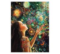 Dipingere con i Numeri Adulti Ragazza Dipingere con i Numeri Bambini Sognante Quadri Moderni Soggiorno, Hobby Creativi Adulti Paint by Numbers 80x60CM Canvas Painting per Decorazioni Parete LSJ-5948